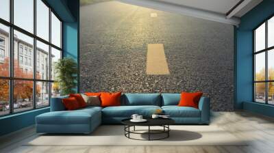 the road line to foward destination with sunlight  Wall mural