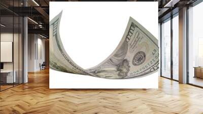 Flying money 100 dollar isolated with clipping path on  background. Wall mural