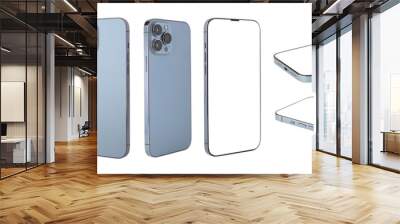 phone mockup,  mobil back and side view , smartphone  flat isolated on white background. Wall mural