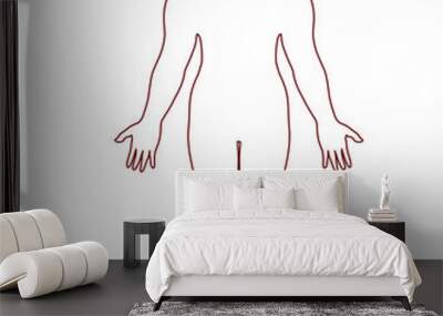 Drawing of the outline of the human body Wall mural