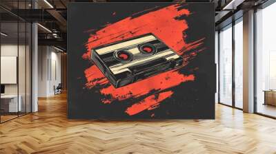 A vintage cassette tape on a textured background. Wall mural