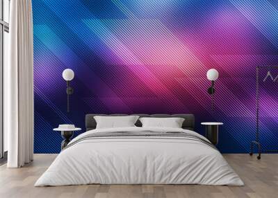 abstract pink and blue background with lines. illustration technology. Wall mural