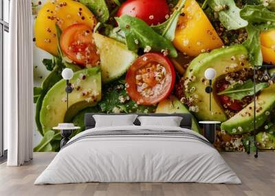 Close-Up of Gourmet Salad with Quinoa Avocado and Leafy Greens Wall mural