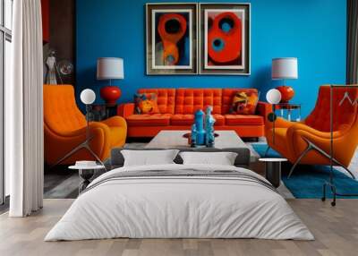 Complementary color furnishings in interior design Wall mural