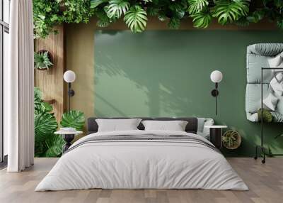 plastic resin codes flat design top view green living 3D render split-complementary color scheme Wall mural