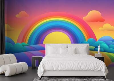 Rainbow gradient wallpaper for pride flat design top view smooth transition theme cartoon drawing Complementary Color Scheme Wall mural