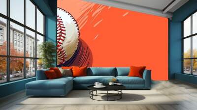 sports trading card template flat design top view baseball cartoon drawing vivid colors Wall mural