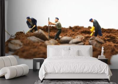 miniature people : working with coffee beans concept Wall mural