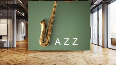 Saxophone on color background Wall mural