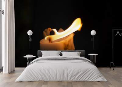 The fire that is burning on a black background Wall mural