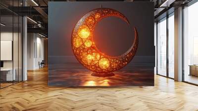 Islamic Arabian design background, crescent, moon, lantern. Wall mural