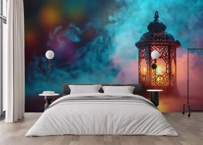 Islamic Arabian design background with beautiful lantern Wall mural