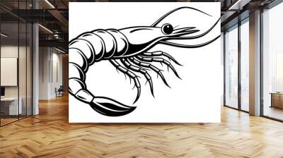 shrimp vector silhouette  Wall mural