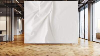 clean white linen fabric with folds, background, soft daylight, top view, close up Wall mural