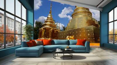 Golden stupa of Wat Phra Singh, Buddhist temple in Chiang Mai, northern Thailand Wall mural