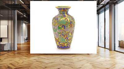 Vase : Antique Chinese Cloisonne enamel vase isolated on white background Wall mural