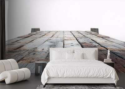 A wooden bridge with a white background Wall mural