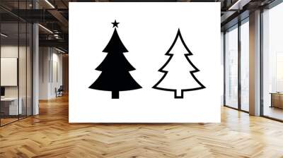 Christmas tree icon. Symbol of new year or christmas. Holiday attribute. Wall mural