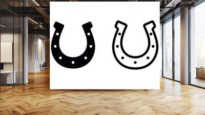 Horseshoe icon. Good luck symbol. Isolated vector illustration on a white background. Wall mural