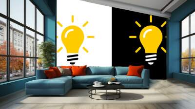 Light bulb icon. Energy and thinking symbol. Creative idea and inspiration concept. Isolated raster illustration on white background. Wall mural