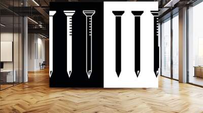 Set of nail (pin, hardware) icons. Symbol for fastening parts or repair. Fasteners for construction. Wall mural