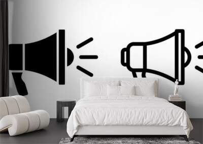 Speaker icon. Megaphone loudspeaker with voice recording or siren. Attribute for organizers and leading mass events. Wall mural