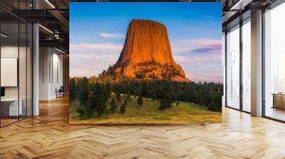 beautiful devil tower at sunset wyoming,usa. Wall mural