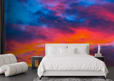 colorful  sunset sky with cloudy in summer. Wall mural