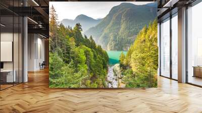 scene over Diablo lake when sunrise in the early morning in North cascade National park,Washington,usa. Wall mural