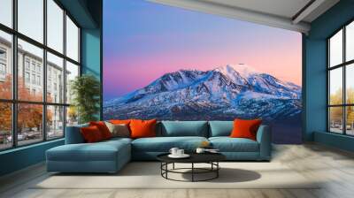 scenic view of mt st Helens with snow covered  in winter when sunset ,Mount St. Helens National Volcanic Monument,Washington,usa. Wall mural