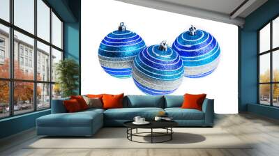 Blue Christmas baubles Wall mural