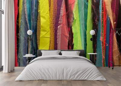 ribbon fabric rainbow background textile colourful fashion Wall mural