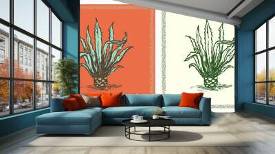 Agave vintage retro poster illustration Wall mural