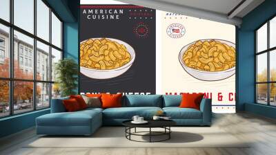 Macaroni and cheese in bowl traditional homemade food Wall mural