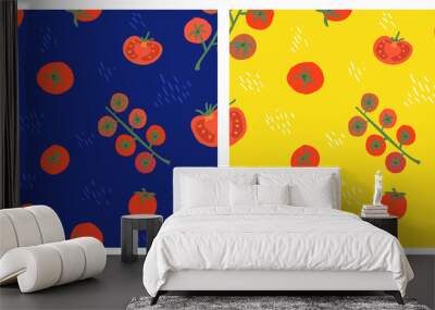 Tomato doodle pattern seamless illustration Wall mural