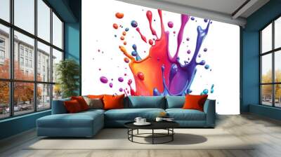 Colorful paint splash artwork, vibrant splashes of paint, abstract color splash, bright paint explosion, paint splash art Wall mural