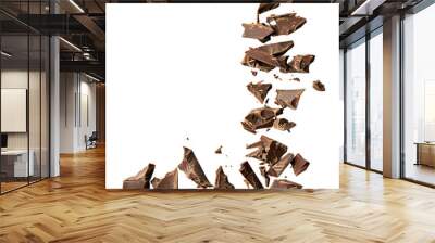 top view line of chocolate shards on a transparent background Wall mural