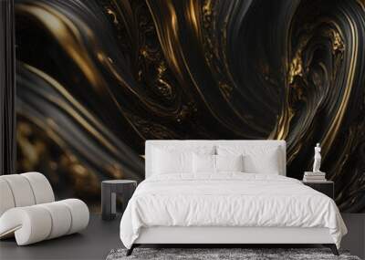 Abstract black and gold painting Wall mural