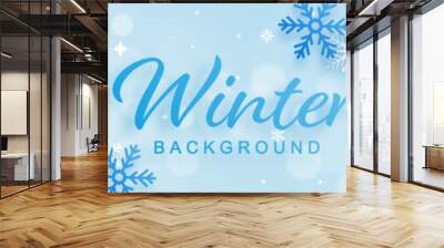 Snowflakes design for winter with snowflakes paper cut style on color background Wall mural