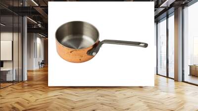 a small metal ladle for the kitchen with a plastic handle on a white isolated background Wall mural