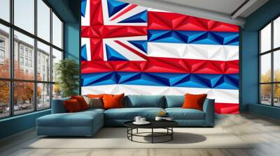 Abstract polygonal background in the form of colorful blue, red and white stripes of the Hawaiian flag. Polygonal flag of Hawaii. Wall mural