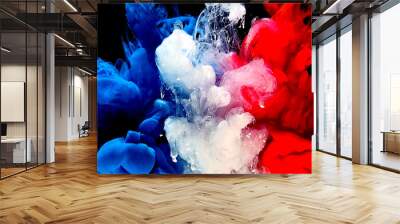 Cool trending screensaver.. France flag made of colored ink on a black background. Wall mural