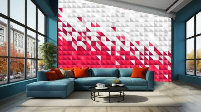 Poland flag. Abstract background of small triangles in the form of colorful red and white stripes of the Polish flag. Wall mural