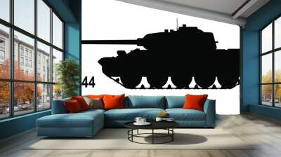 Battle tank T-44. Tank icon. Vector illustration. Tank silhouette Wall mural