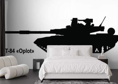 Battle tank T-84 Oplot. Tank icon. Vector illustration. Tank silhouette isolated Wall mural