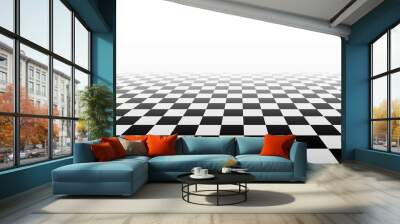 Black and white perspective checkered background - vector illustration Wall mural