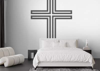 Black christian cross icon. Vector illustration. Wall mural