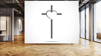 Christian cross icon. Vector illustration. Wall mural