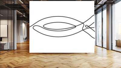 Christian fish icon in continuous line drawing style. Line art of of a christian fish. Vector illustration. Abstract background Wall mural