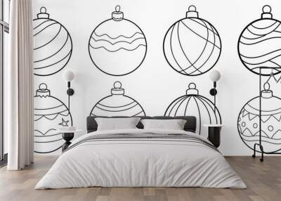 Christmas ball icon. Set of Christmas balls. Christmas ball icons in flat linear design. Vector illustration. Wall mural